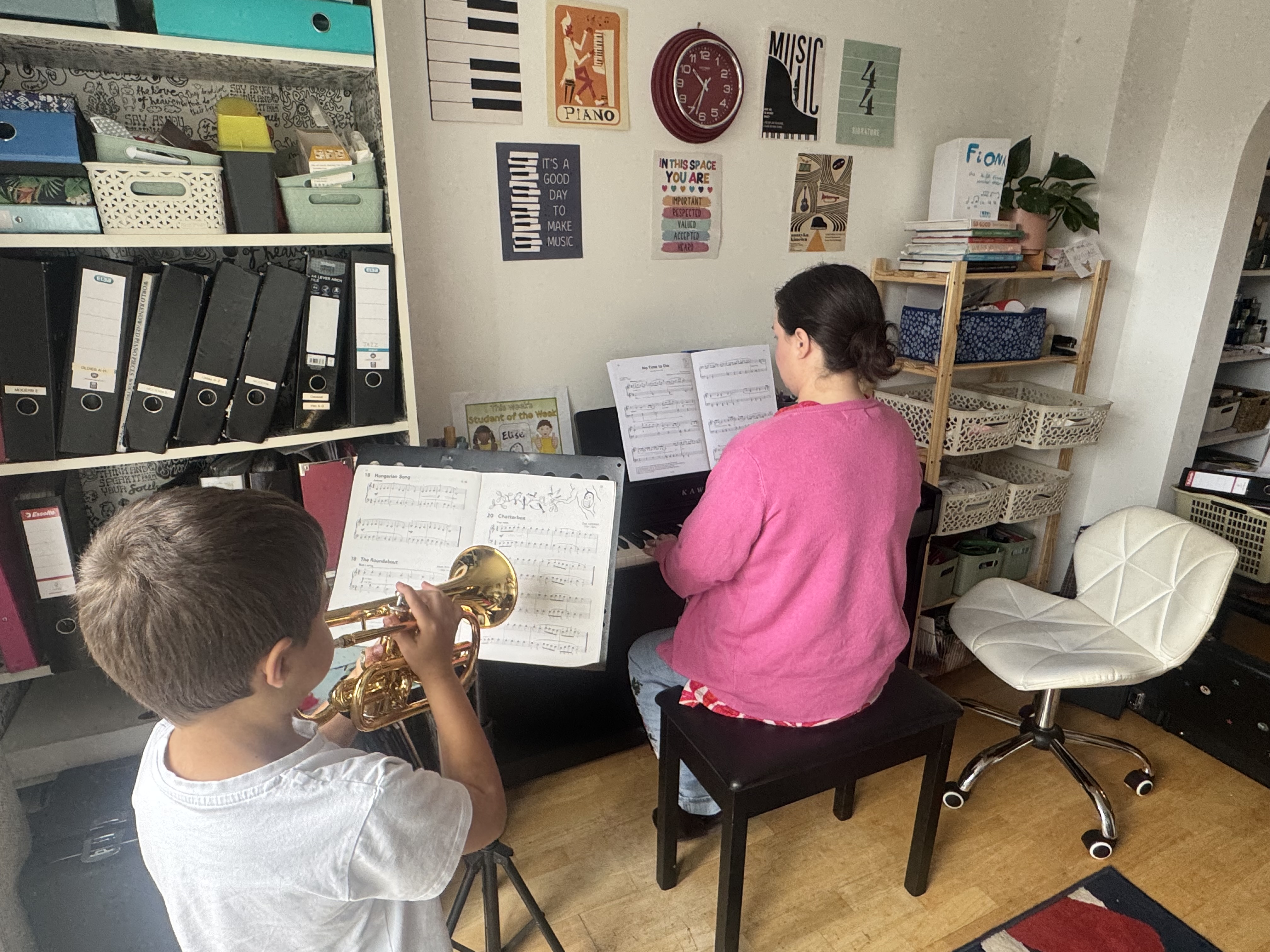 Student playing piano